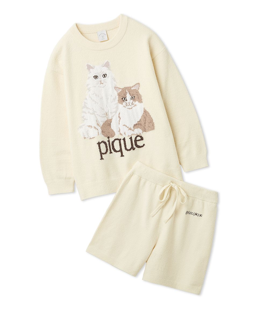 【JUNIOR】エアリーモコキャットジャガードプルオーバー&ショートパンツセット