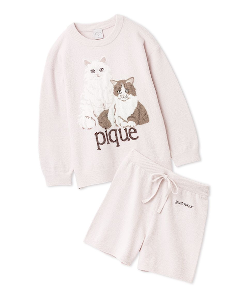 【JUNIOR】エアリーモコキャットジャガードプルオーバー&ショートパンツセット