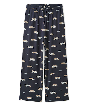 【HOMME】レーヨンスリーピングドッグ柄ロングパンツ