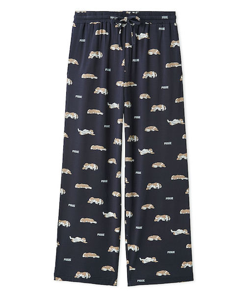 【HOMME】レーヨンスリーピングドッグ柄ロングパンツ