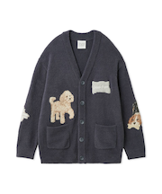 【UNISEX】エアリーモコプレイフルDOGジャガードカーディガン