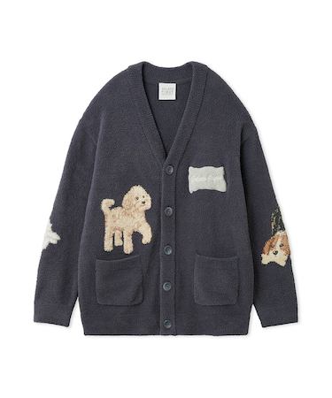 【UNISEX】エアリーモコプレイフルDOGジャガードカーディガン