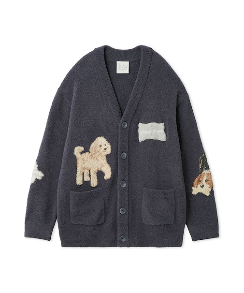 【UNISEX】エアリーモコプレイフルDOGジャガードカーディガン