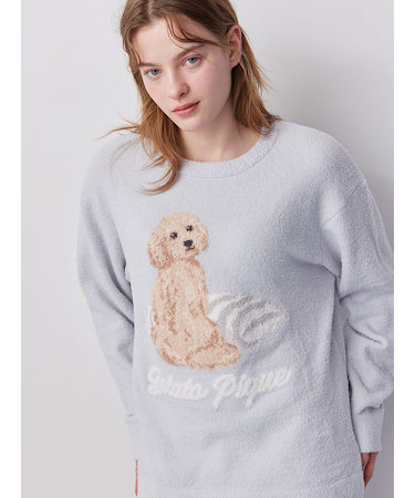 【UNISEX】エアリーモコプレイフルDOGジャガードプルオーバー