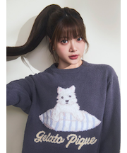 【UNISEX】エアリーモコプレイフルDOGジャガードプルオーバー