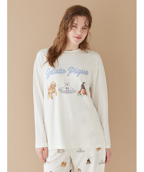 【UNISEX】プレイフルDOGワンポイントロンT