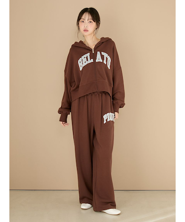 カレッジロゴ裏毛ロングパンツ