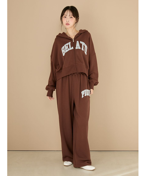 カレッジロゴ裏毛ロングパンツ