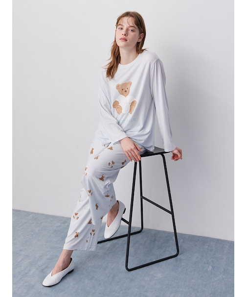 抗菌防臭バスローブベア柄ロングパンツ