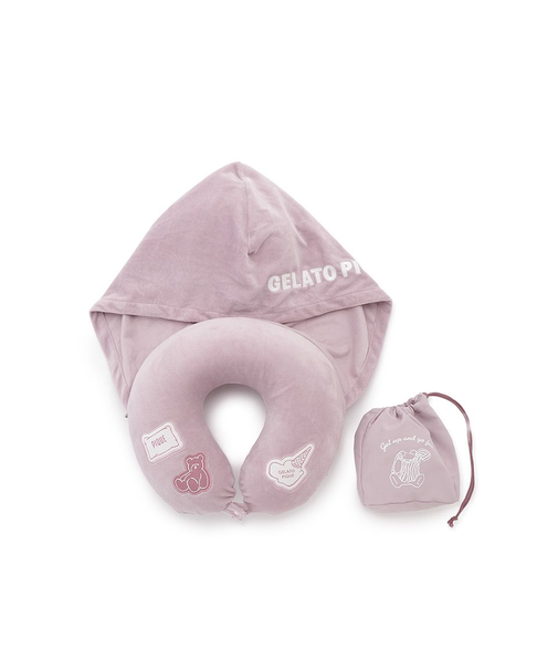 【トラベルグッズ】【Sleep】フード付きネックピロー 巾着付き