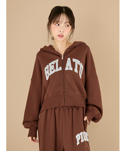 カレッジロゴ裏毛パーカ