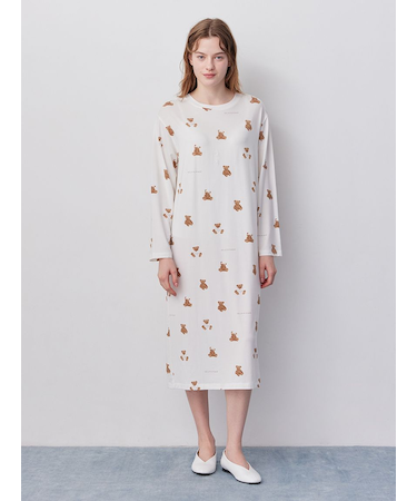 抗菌防臭バスローブベア柄ワンピース