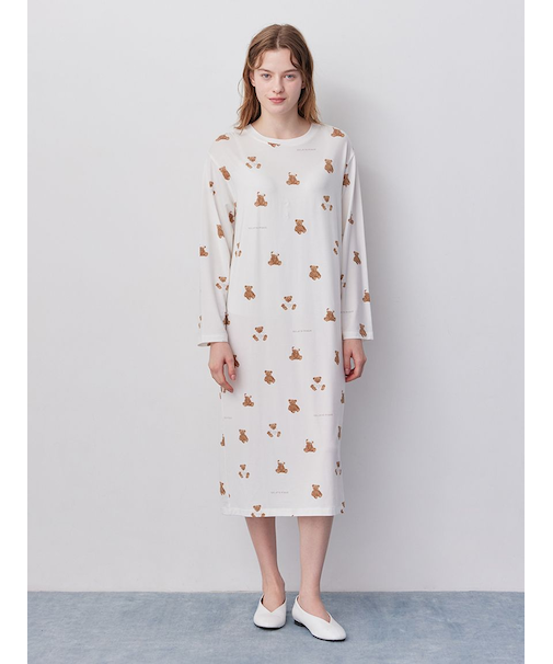 抗菌防臭バスローブベア柄ワンピース