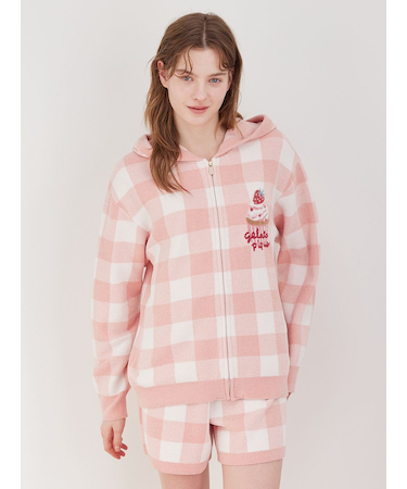 エアリーモコギンガムチェック柄パーカ