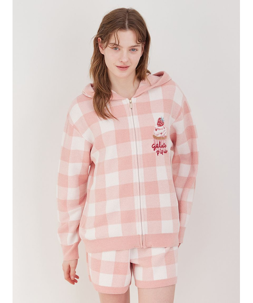 エアリーモコギンガムチェック柄パーカ