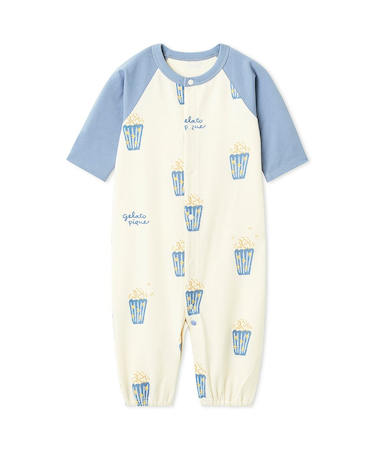 【BABY】新生児ポップコーン柄2WAYオール