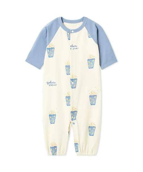 【BABY】新生児ポップコーン柄2WAYオール