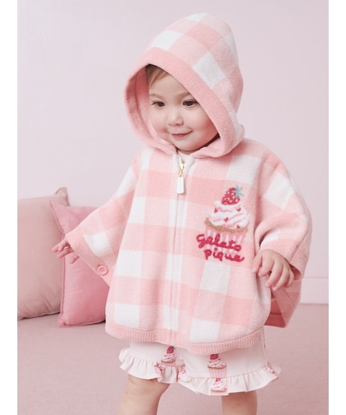 BABY】エアリーモコギンガムチェック柄ポンチョ｜ジェラートピケの通販