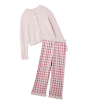 【WhiteDay】リブカーディガン&チェックロングパンツセット