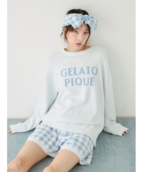 【WhiteDay】ロゴプルオーバー&チェックショートパンツセット