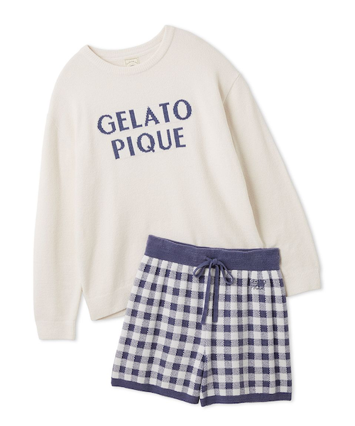 WhiteDay】ロゴプルオーバー&チェックショートパンツセット