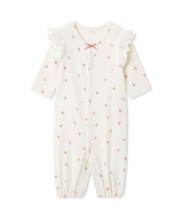 【BABY】新生児ストロベリー柄2WAYオール
