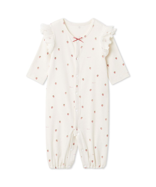 【BABY】新生児ストロベリー柄2WAYオール