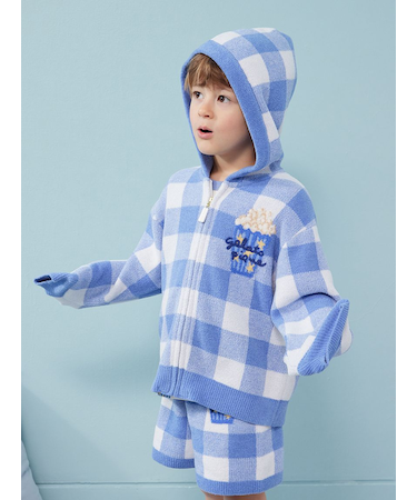 【KIDS】エアリーモコギンガムチェック柄パーカ