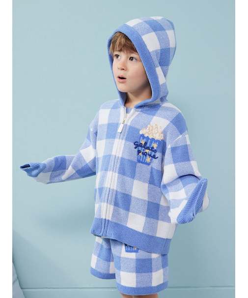 【KIDS】エアリーモコギンガムチェック柄パーカ