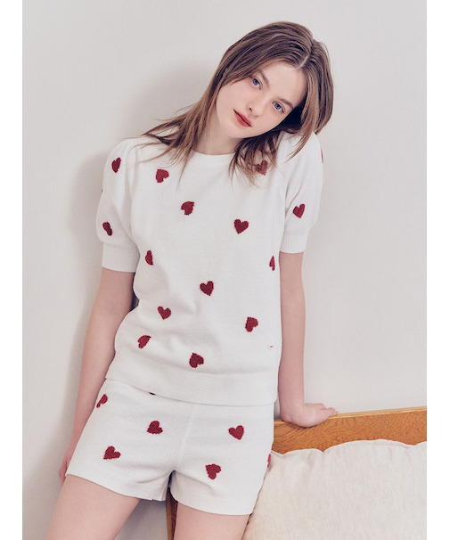 【ONLINE限定】エアリーモコハートジャガードプルオーバー&ショートパンツセット