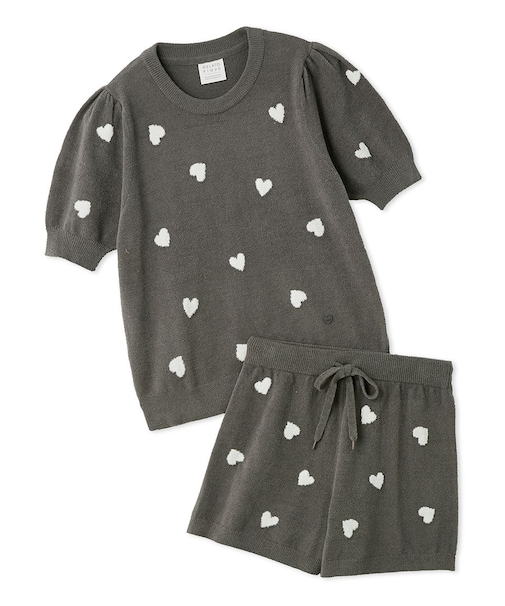 【ONLINE限定】エアリーモコハートジャガードプルオーバー&ショートパンツセット