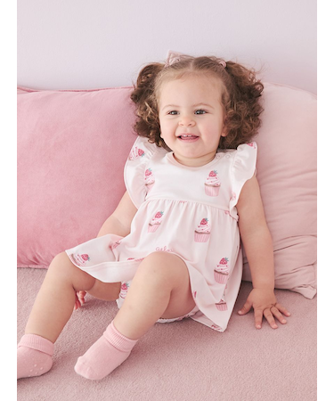 【BABY】カップケーキ柄ロンパース