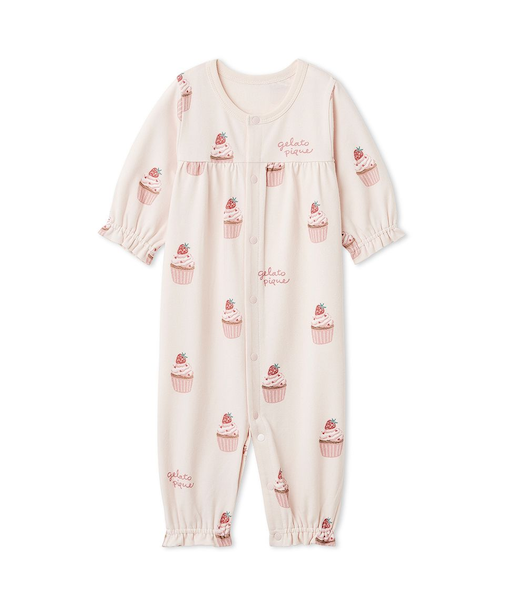 【BABY】新生児カップケーキ柄2WAYオール