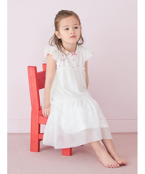 【KIDS】ストロベリー柄チュールワンピース