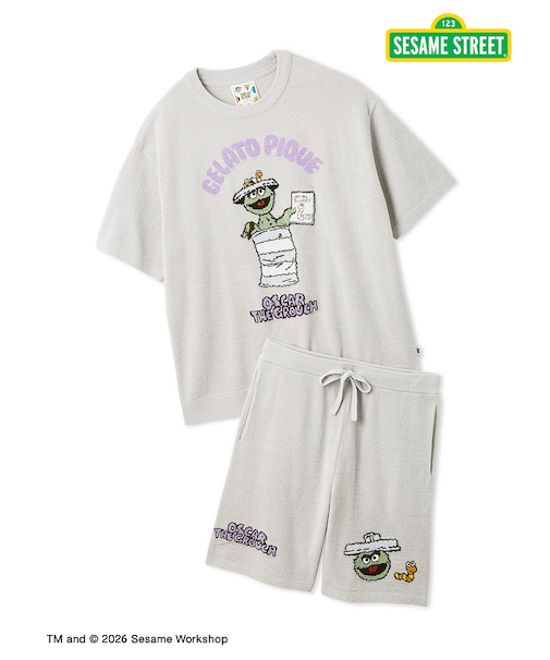 【SESAME STREET】【HOMME】エアリーモコジャガードプルオーバー&ハーフパンツセット