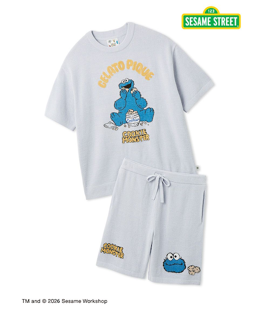 【SESAME STREET】【HOMME】エアリーモコジャガードプルオーバー&ハーフパンツセット