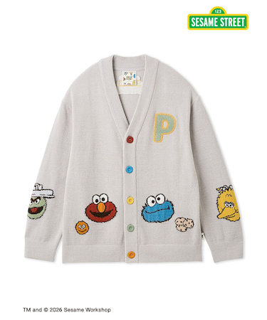 【SESAME STREET】【HOMME】エアリーモコアップリケカーディガン