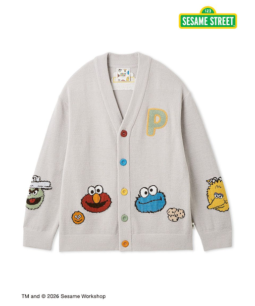 【SESAME STREET】【HOMME】エアリーモコアップリケカーディガン