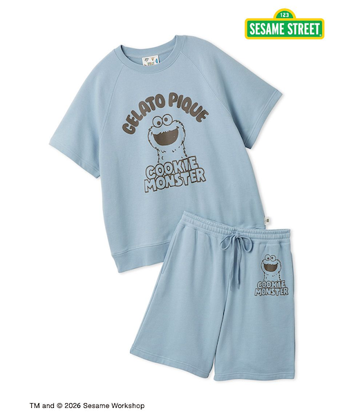 【SESAME STREET】【UNISEX】裏毛プルオーバー＆ハーフパンツセット