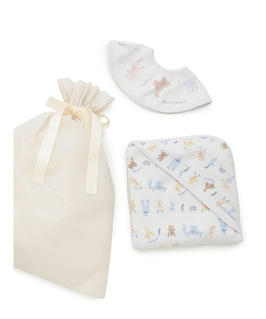 【ラッピング済み】【BABY】ウォッシングアニマル柄スタイ&総柄ブランケットSET