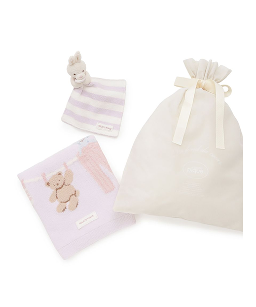 【ラッピング済み】【BABY】ウォッシングアニマルラトル&ジャガードブランケットSET