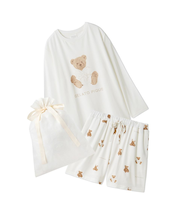 【ラッピング済み】抗菌防臭バスローブベアワンポイントロンT&ショートパンツSET