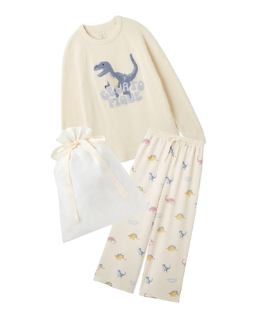 【ラッピング済み】エアリーモコダイナソージャガードプルオーバー&総柄ロングパンツSET