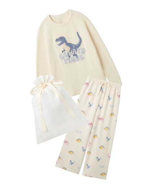 【ラッピング済み】エアリーモコダイナソージャガードプルオーバー&総柄ロングパンツSET