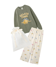 【ラッピング済み】エアリーモコダイナソージャガードプルオーバー&総柄ロングパンツSET