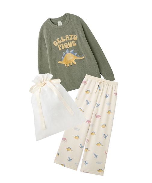 【ラッピング済み】エアリーモコダイナソージャガードプルオーバー&総柄ロングパンツSET