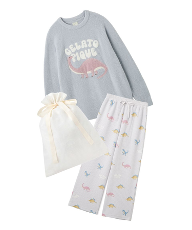 【ラッピング済み】エアリーモコダイナソージャガードプルオーバー&総柄ロングパンツSET