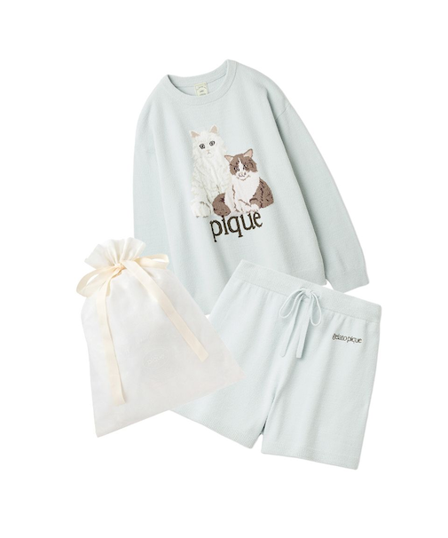 【ラッピング済み】エアリーモコキャットジャガードプルオーバー＆ショートパンツSET