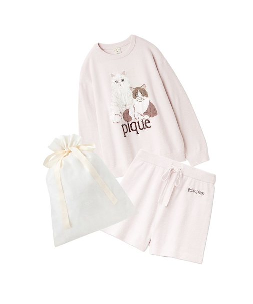 【ラッピング済み】エアリーモコキャットジャガードプルオーバー&ショートパンツSET