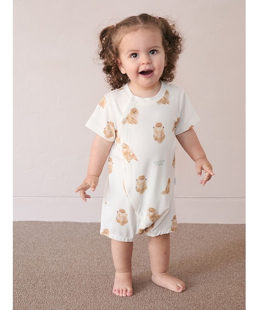 【BABY】ドッグ柄ロンパース